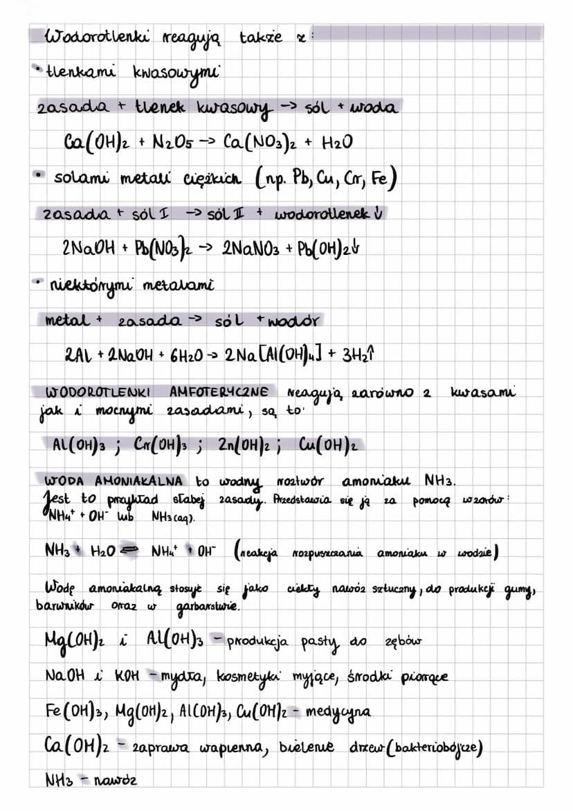 WODOROTLENKI to związki chemiczne
metali i anionów wodorotlenkowych.
metal
woda wodorotlenek + wodór
tlenek metalu + woda wodorotlenek
Jeśli