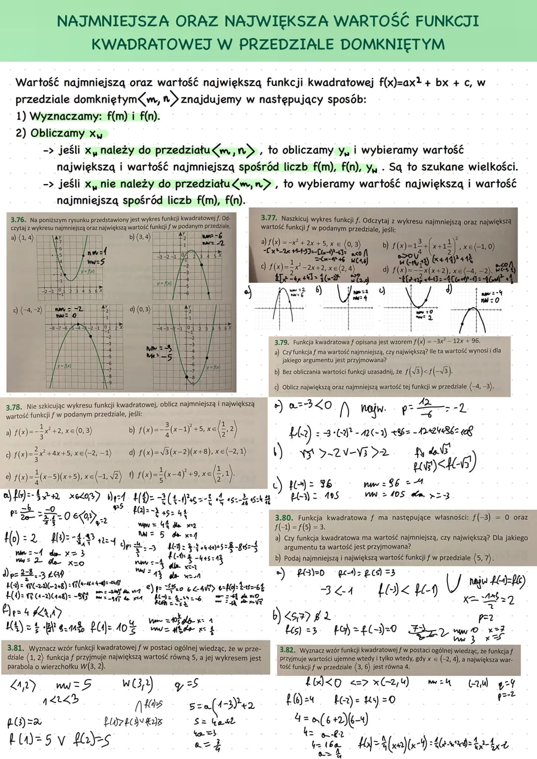 WYZNACZANIE WZORU FUNKCJI KWADRATOWEJ NA
PODSTAWIE JEJ WŁASNOŚCI
Jedno miejsce zerowe A=0 Miejscami zerowymi są 9 i -6.(x-²)(x+6)
₁+1 (-∞0,1