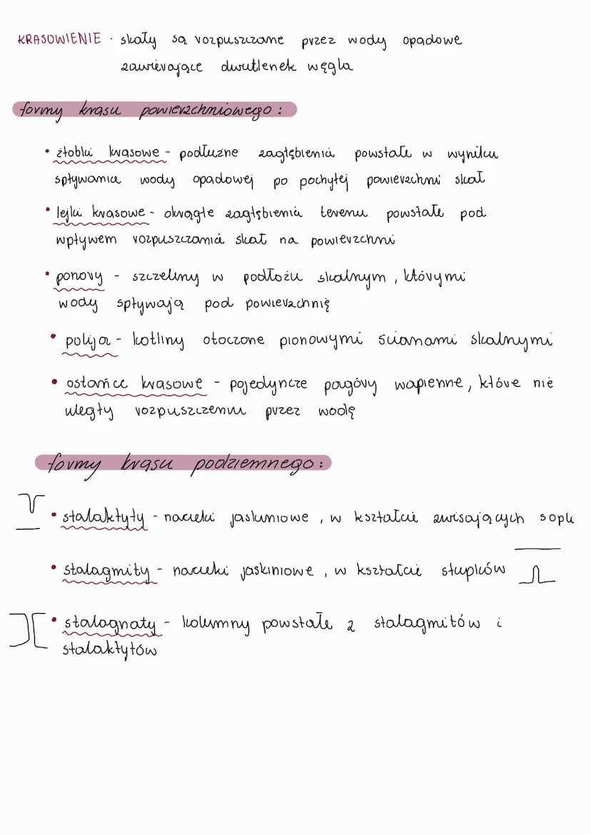 WIETRZENIE, PROCESY KRASOWE
wietrzenie
działalność
wiatuu
wietrzenie fizyczne.
EROZJA-niszczenie
pooltosa skalnego
AKUMULACJA Osadzanie w vó