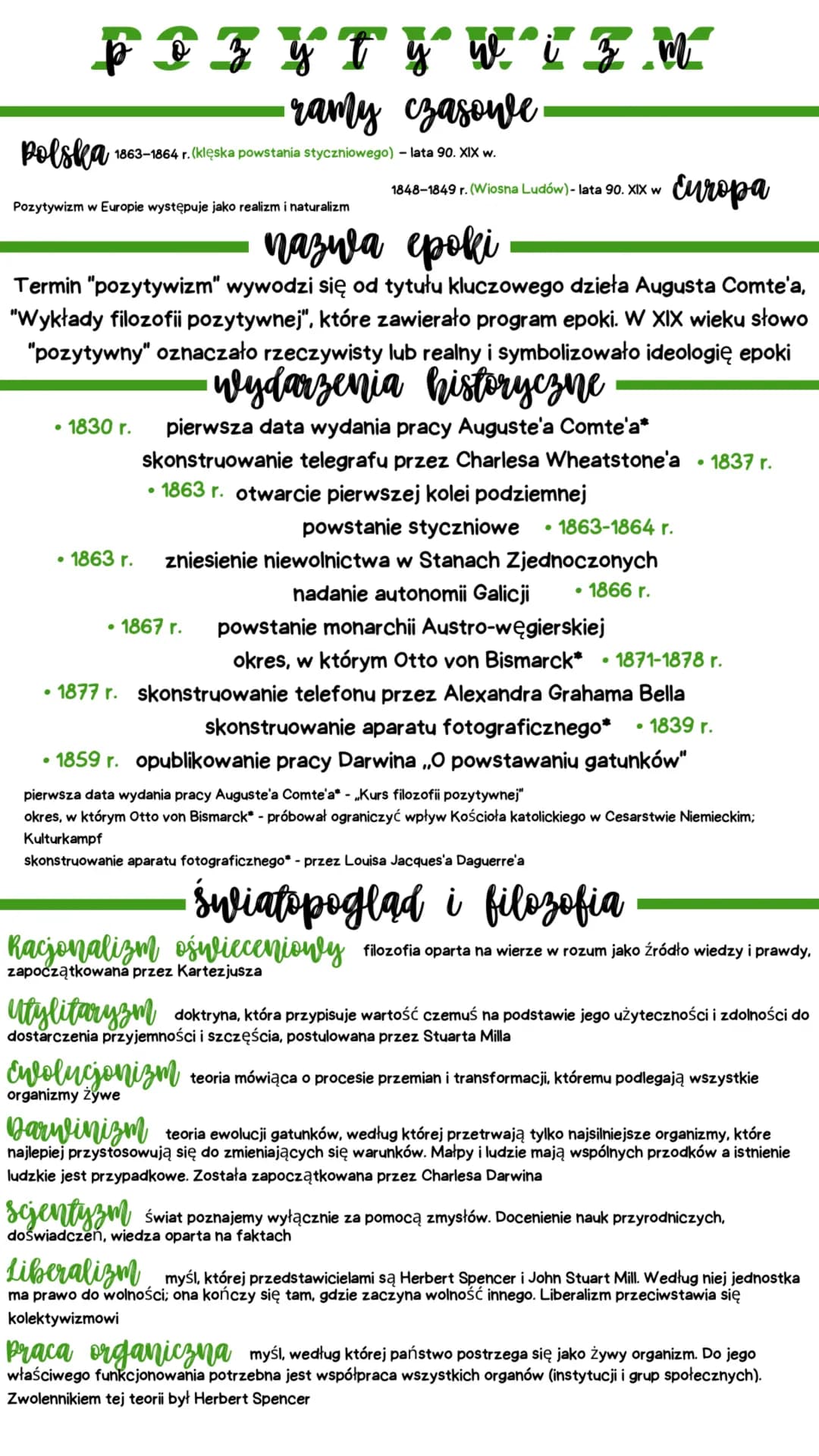 ramy czasowe
polska 1863-1864 r. (klęska powstania Styczniowego) - lata 90. XIX w.
p
F F Z Y T Y W ´ i Z W
w z
Pozytywizm w Europie występuj