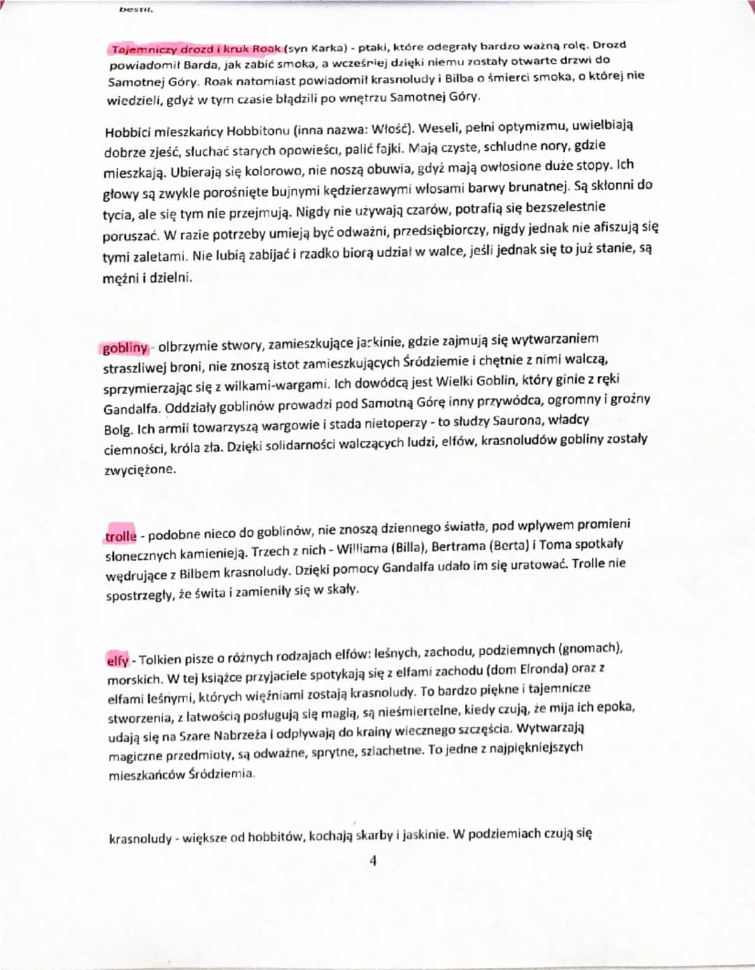ilbo Baggins - bohater główny i tytułowy - hobbit, autor opisuje go jako istotę większą od
liliputa, mniejszą od krasnoluda, mówi o nim „mał