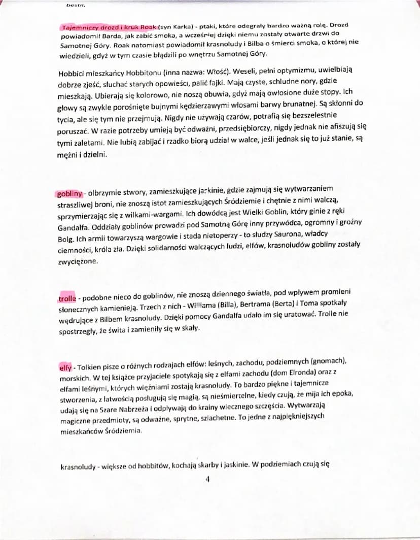 ilbo Baggins - bohater główny i tytułowy - hobbit, autor opisuje go jako istotę większą od
liliputa, mniejszą od krasnoluda, mówi o nim „mał
