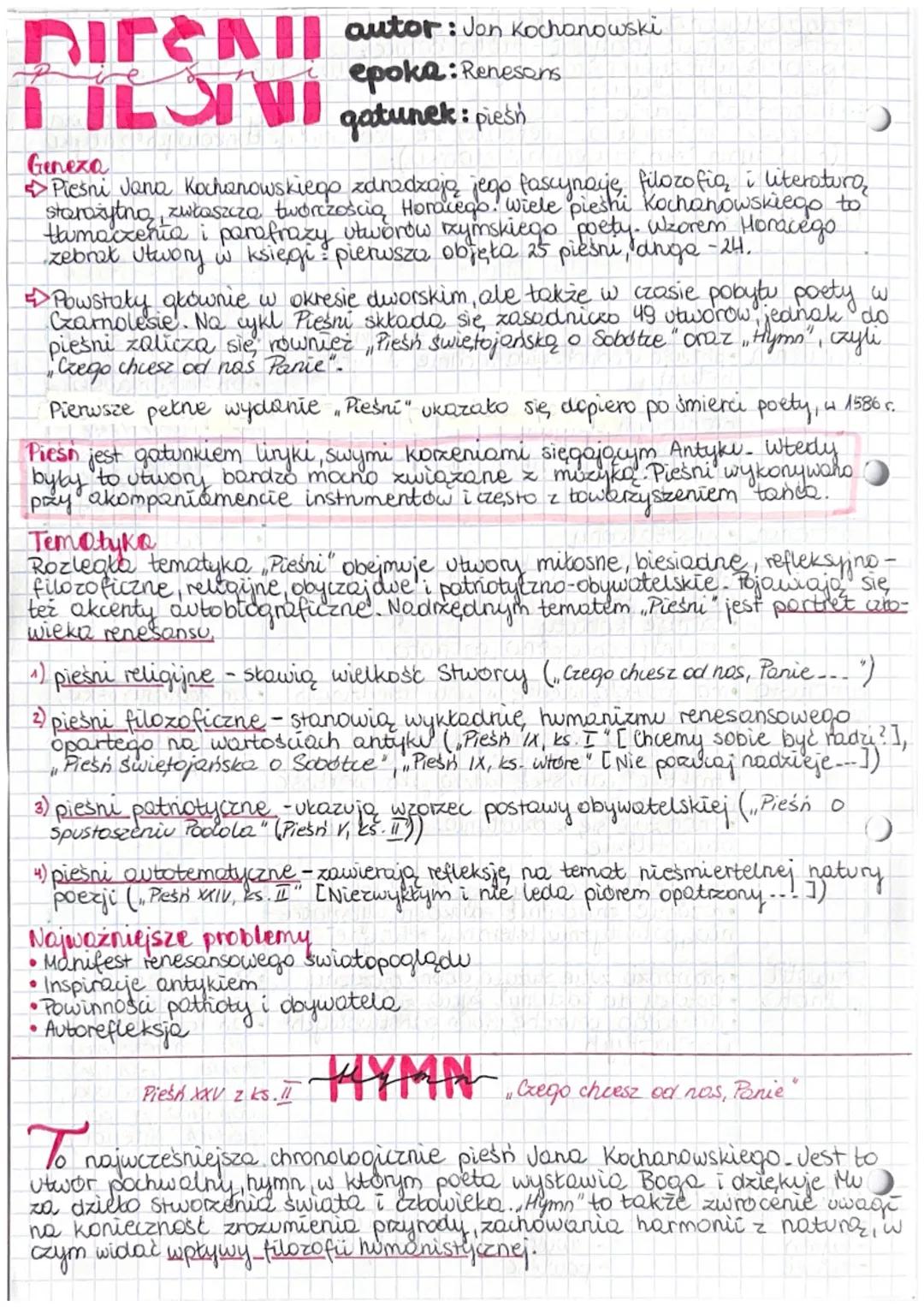 Pieśni - Jan Kochanowski