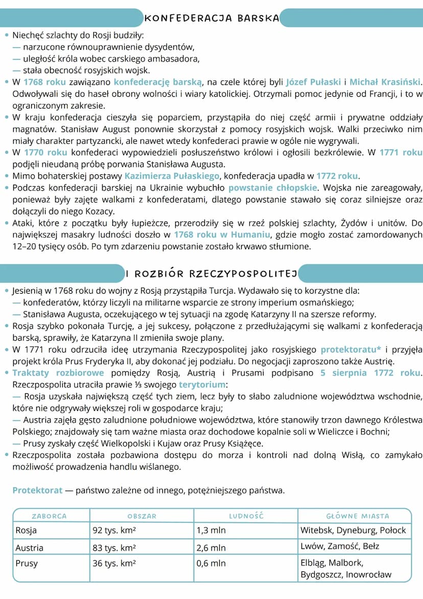 --- OCR Start ---
• Niechęć szlachty do Rosji budziły:
KONFEDERACJA BARSKA
narzucone równouprawnienie dysydentów,
uległość króla wobec carsk