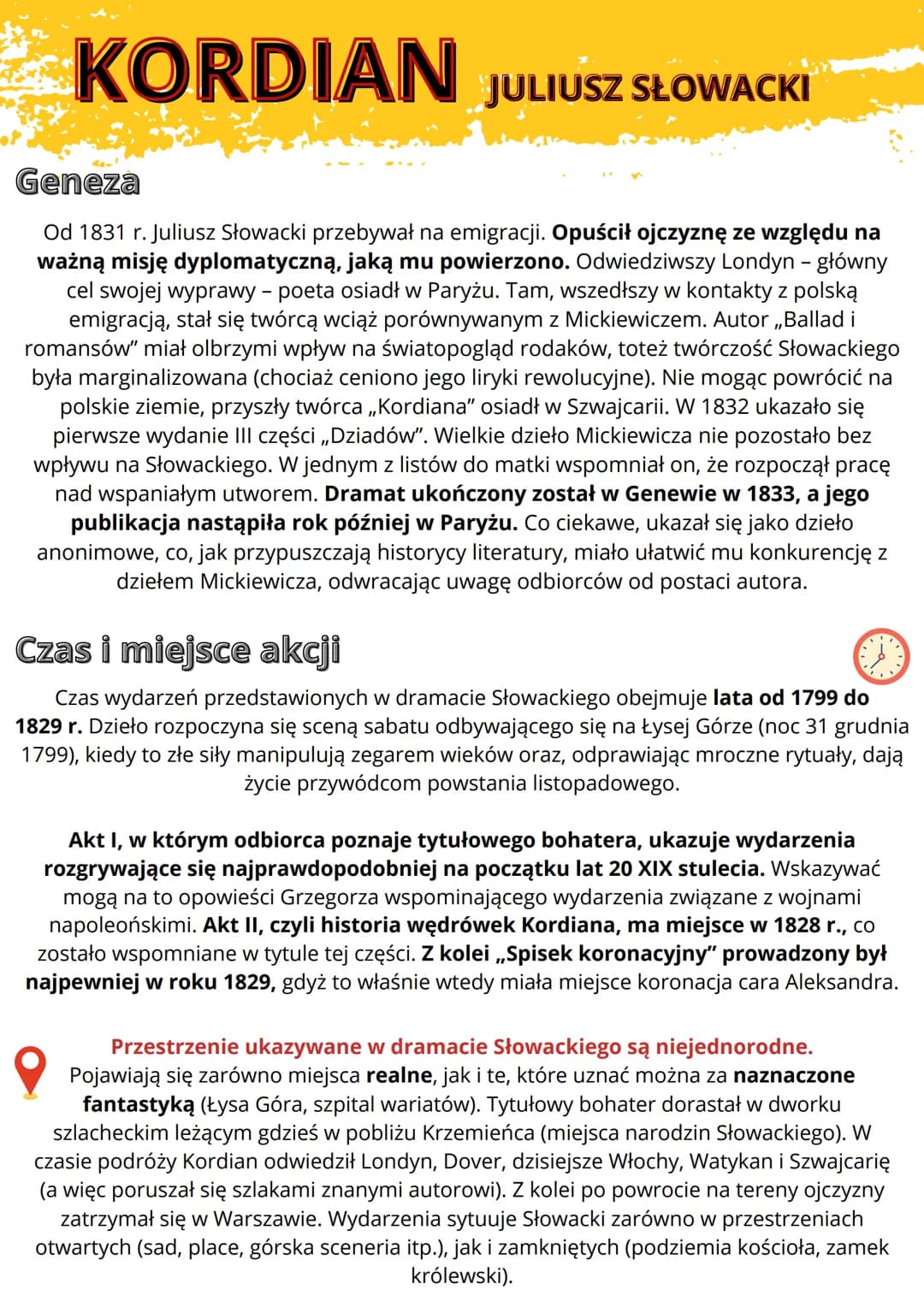 KORDIAN JULIUSZ SŁOWACKI
Geneza
Od 1831 r. Juliusz Słowacki przebywał na emigracji. Opuścił ojczyznę ze względu na
ważną misję dyplomatyczną