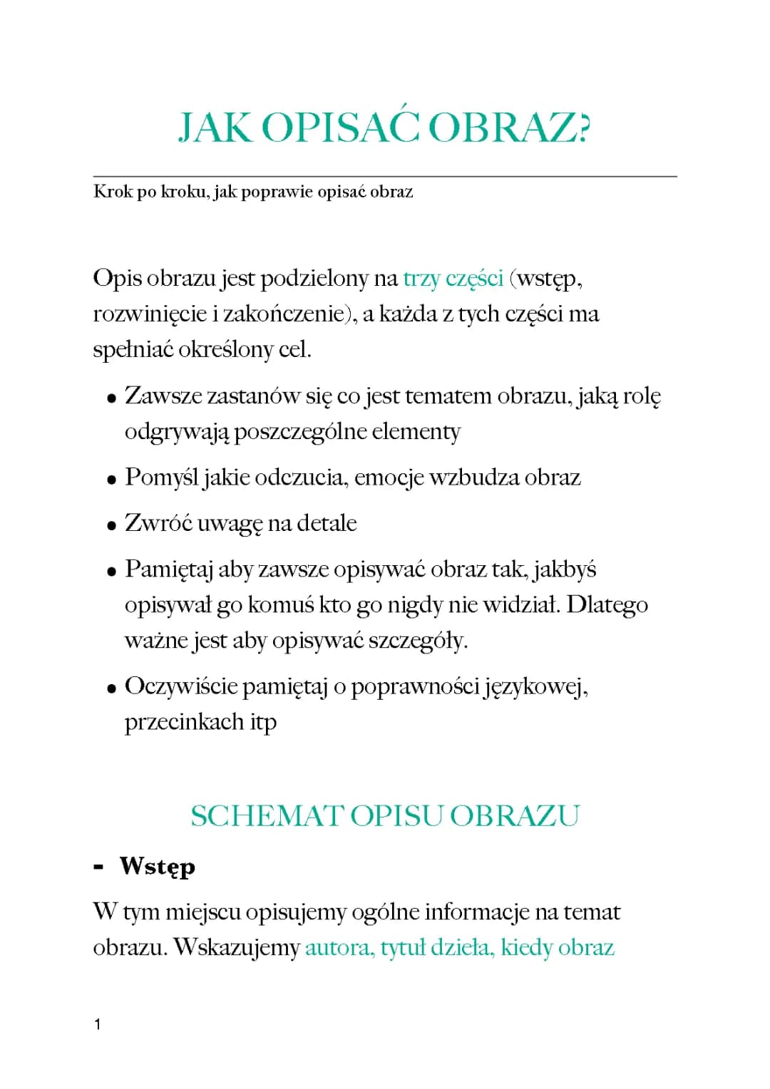 Jak poprawnie opisać obraz