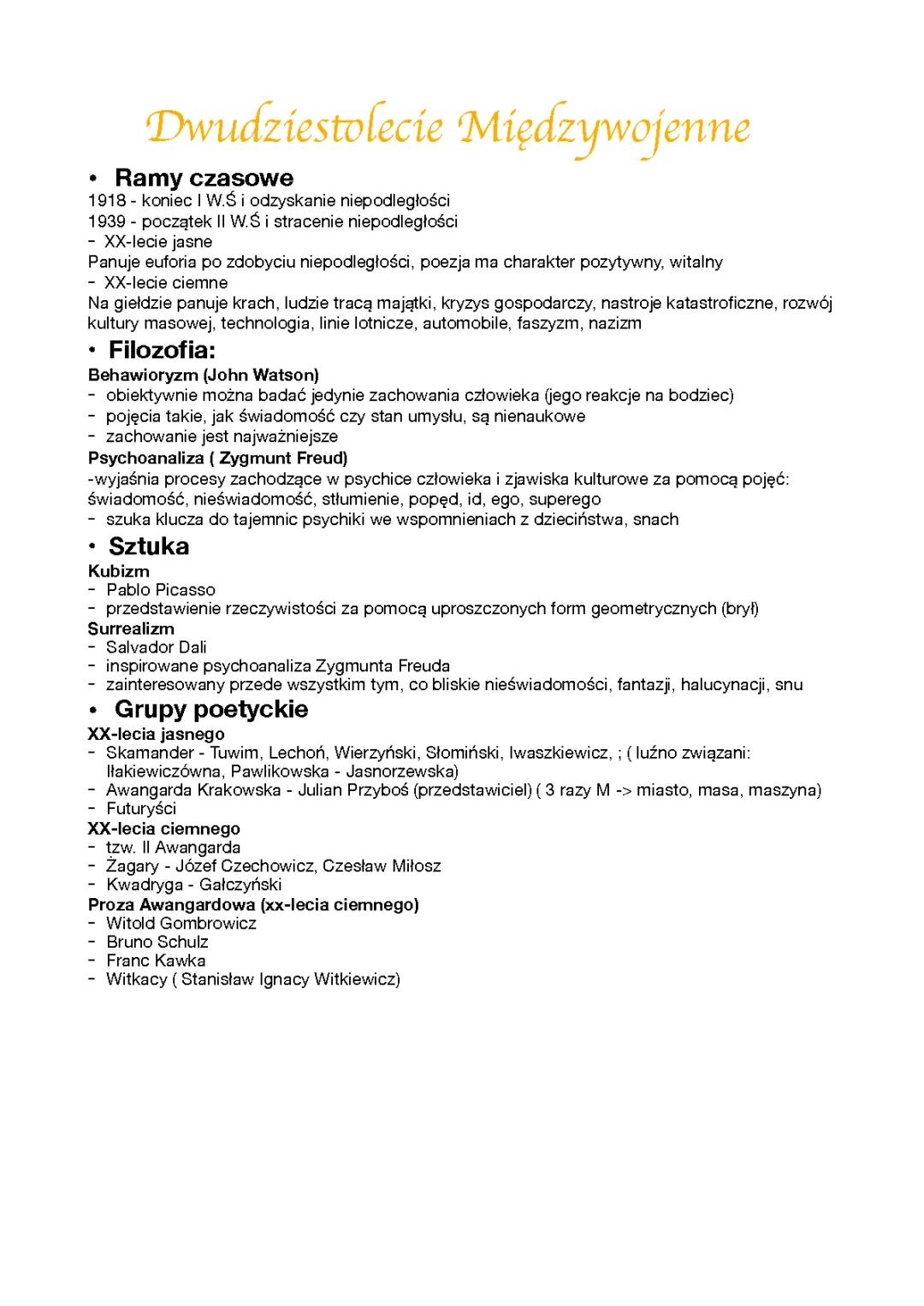 Dwudziestolecie Międzywojenne 