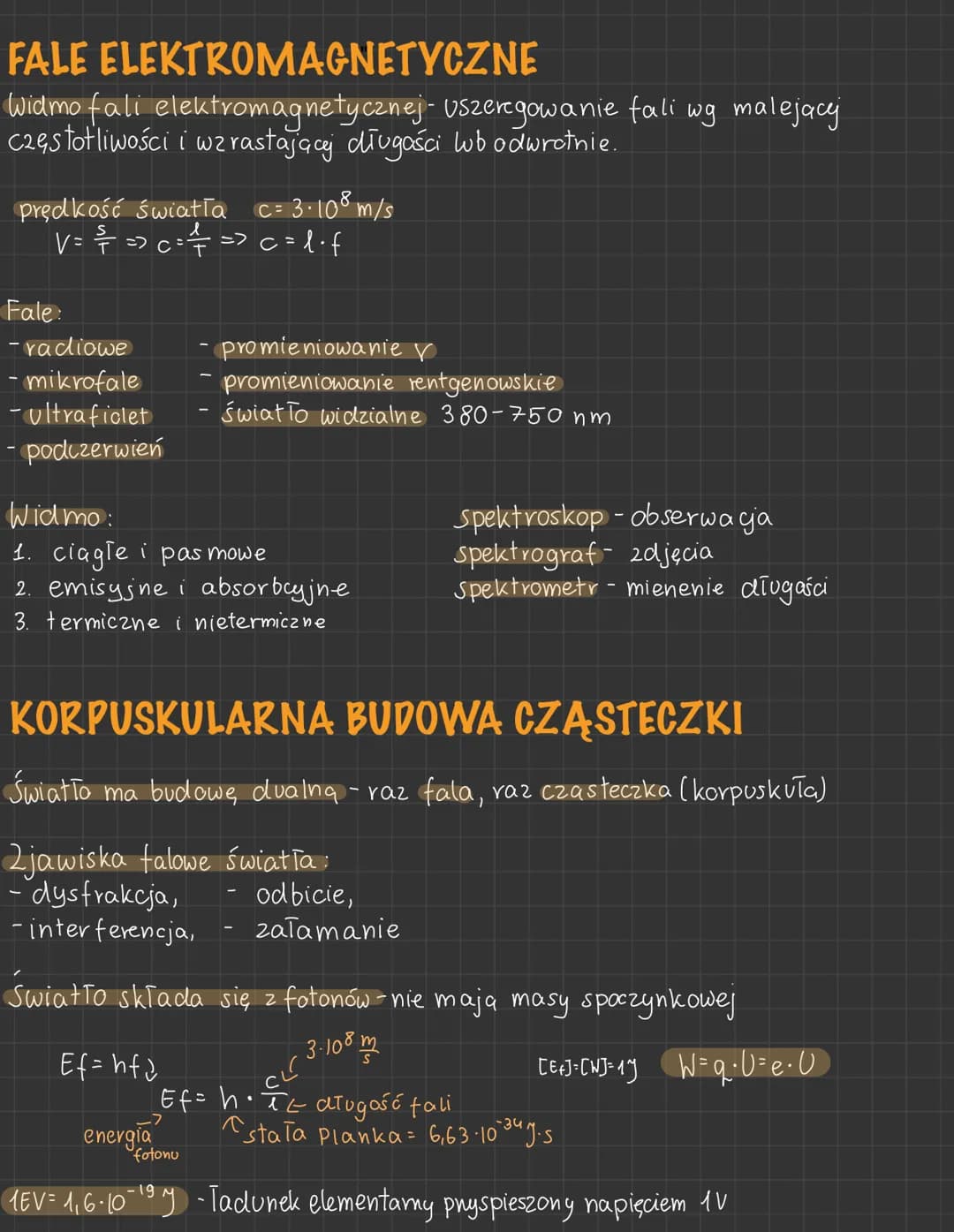 FALE ELEKTROMAGNETYCZNE
Widmo fali elektromagnetycznej- Uszeregowanie fali wg malejącej
częstotliwości i wzrastającej długości lub odwrotnie