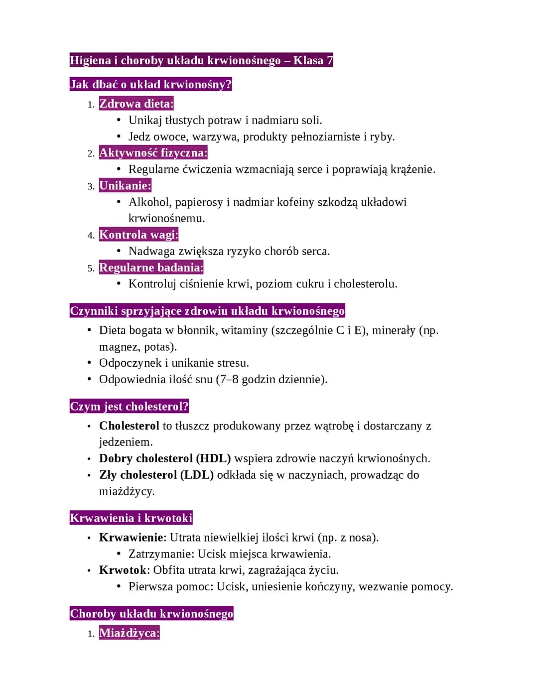 Higiena i choroby układu krwionośnego