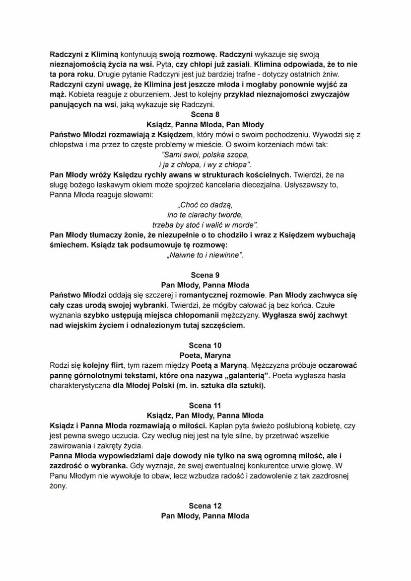 ,,Wesele" - streszczenie szczegółowe
Dekoracja
Dramat rozgrywa się podczas nocy listopadowej, w świetlicy. Pomieszczenie jest opisane
dokład