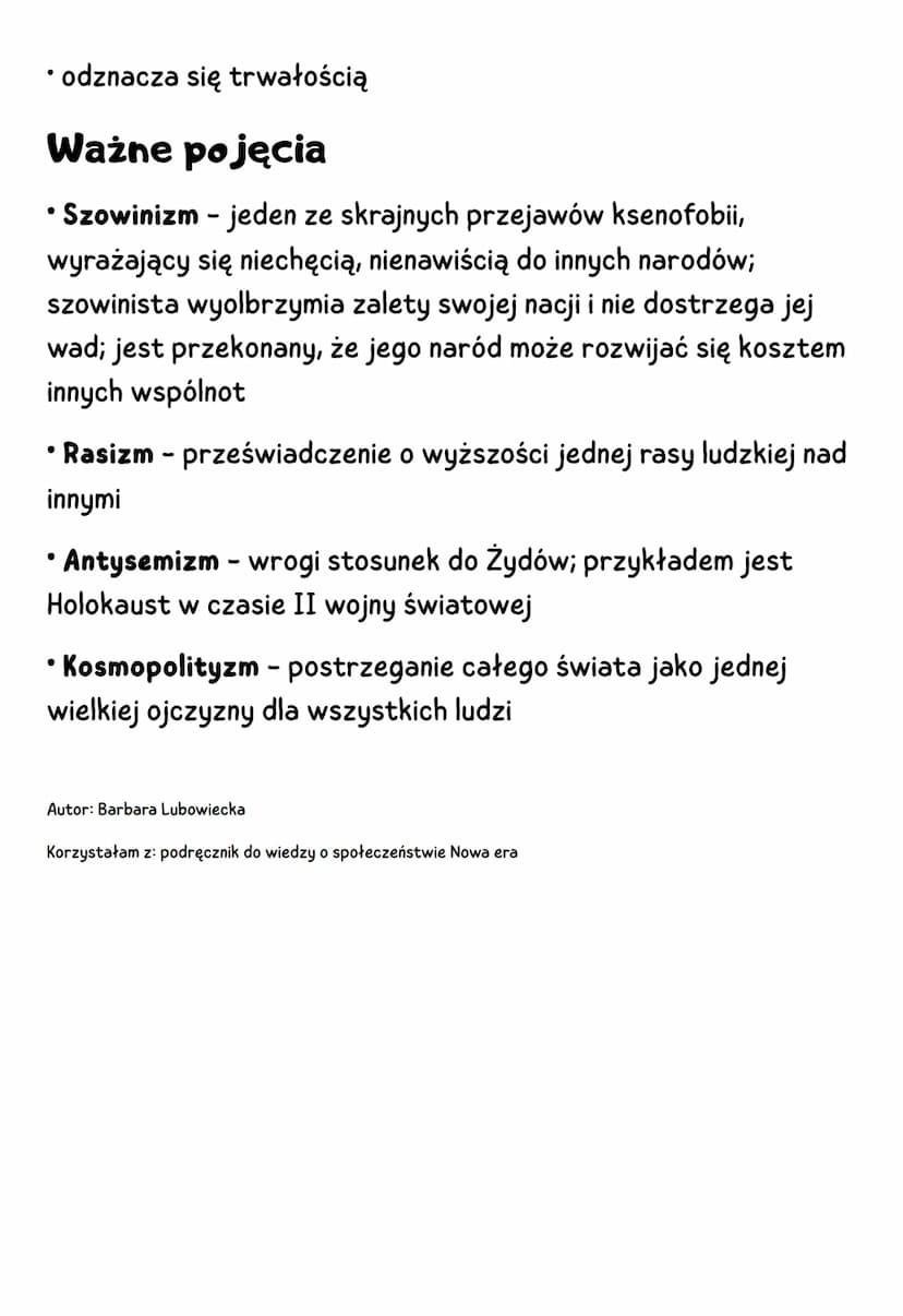TOLERANCJA I PRZEJAWY
KSENOFOBII
Tolerancja
●
• tolerancja - poszanowanie cudzych poglądów, uczuć,
obyczajów i zachowań
• nietolerancja - ni