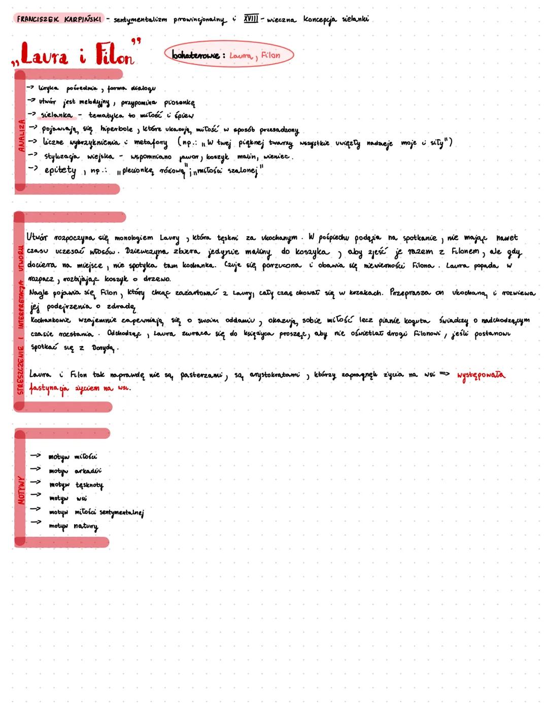 Analiza „Laura i Filon” Franciszka Karpińskiego