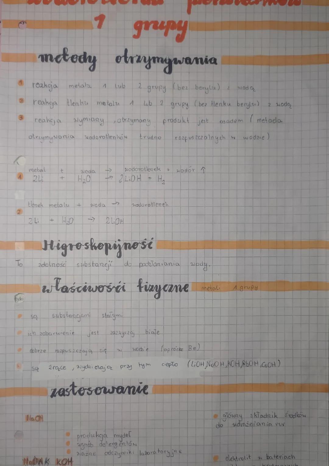 reakcja metalu
• reakcja tlenku metalu
3
2
To
tyki
1 grupy
metody otrzymywania
tlenek metalu
2 Li
grupy
reakcja Nymiary, otrzymany produkt j