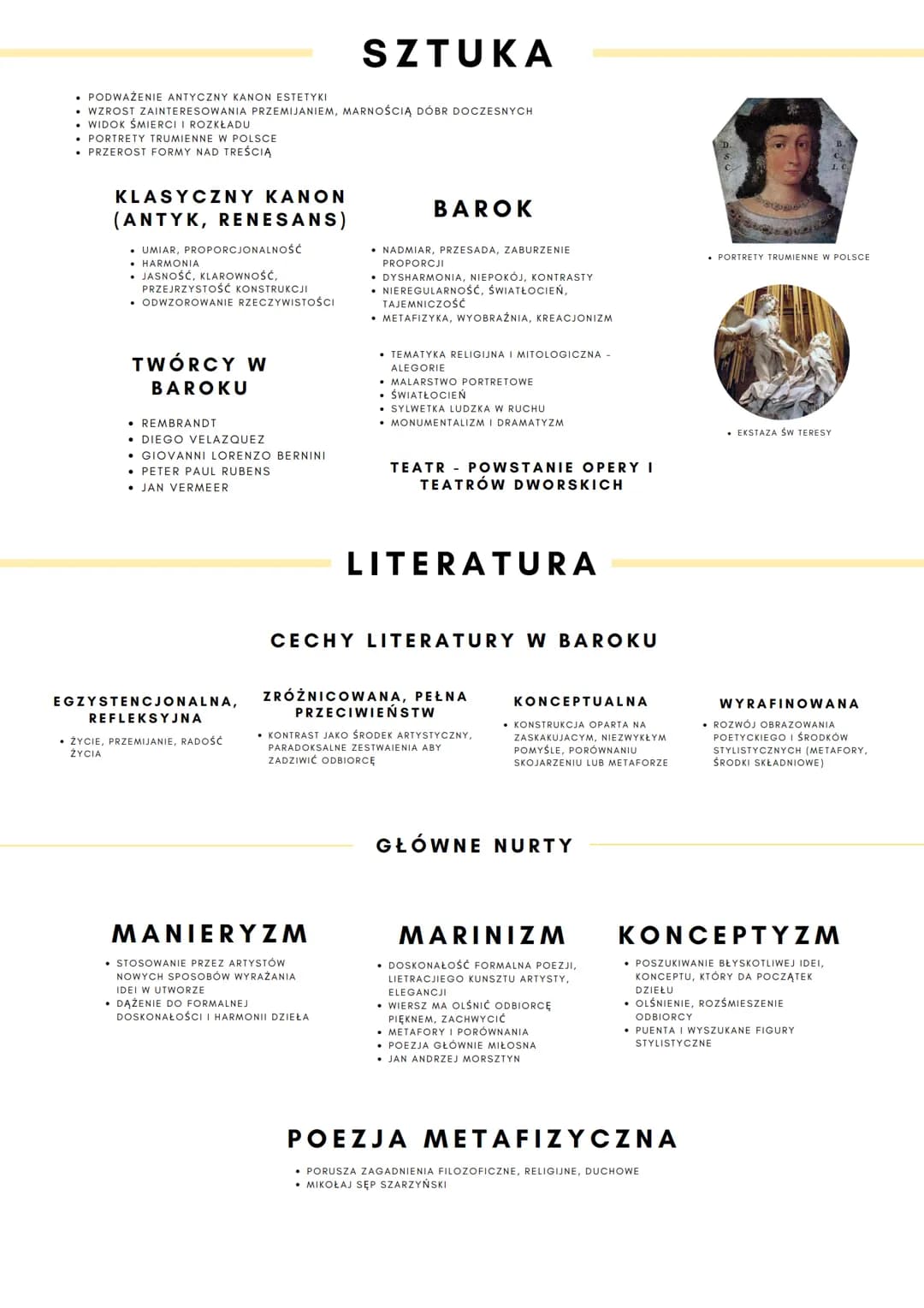 Barok
ŚWIAT: KONIEC XVIW. POŁOWA XVIIIW.
W POLSCE: KONIEC XVI (ŚMIERĆ KOCHANOWSKIEGO) - LATA 40 XVIII (POWSTANIE
COLLEGIUM NOVILLUM)
SZLACHT