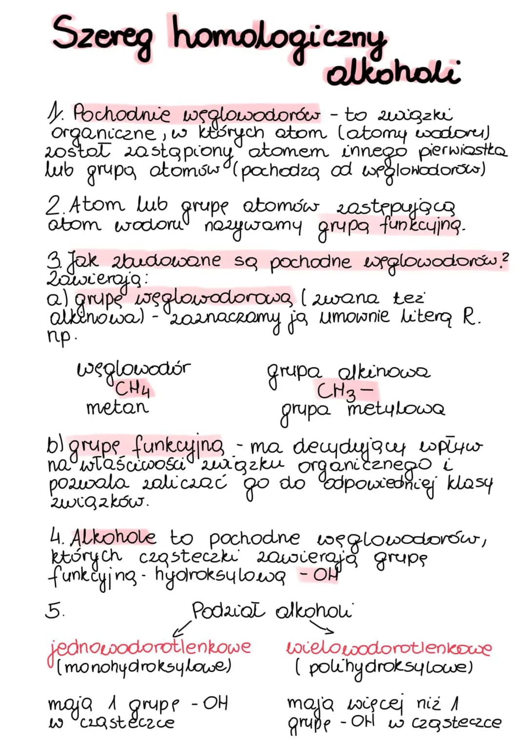 Szereg homologiczny alkoholi
