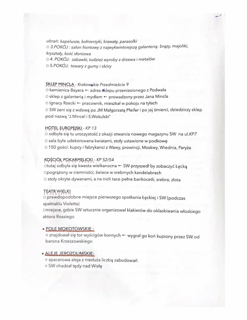 O OBRAZ WARSZAWY
1. MIESZCZAŃSKA = drabina
2. BIEDOTY
Powiśle
3. INTELIGENCJI = dom Szumana
4. ŻYDOWSKA =Nalewki
5. ARYSTOKRACJI = Łazienki,