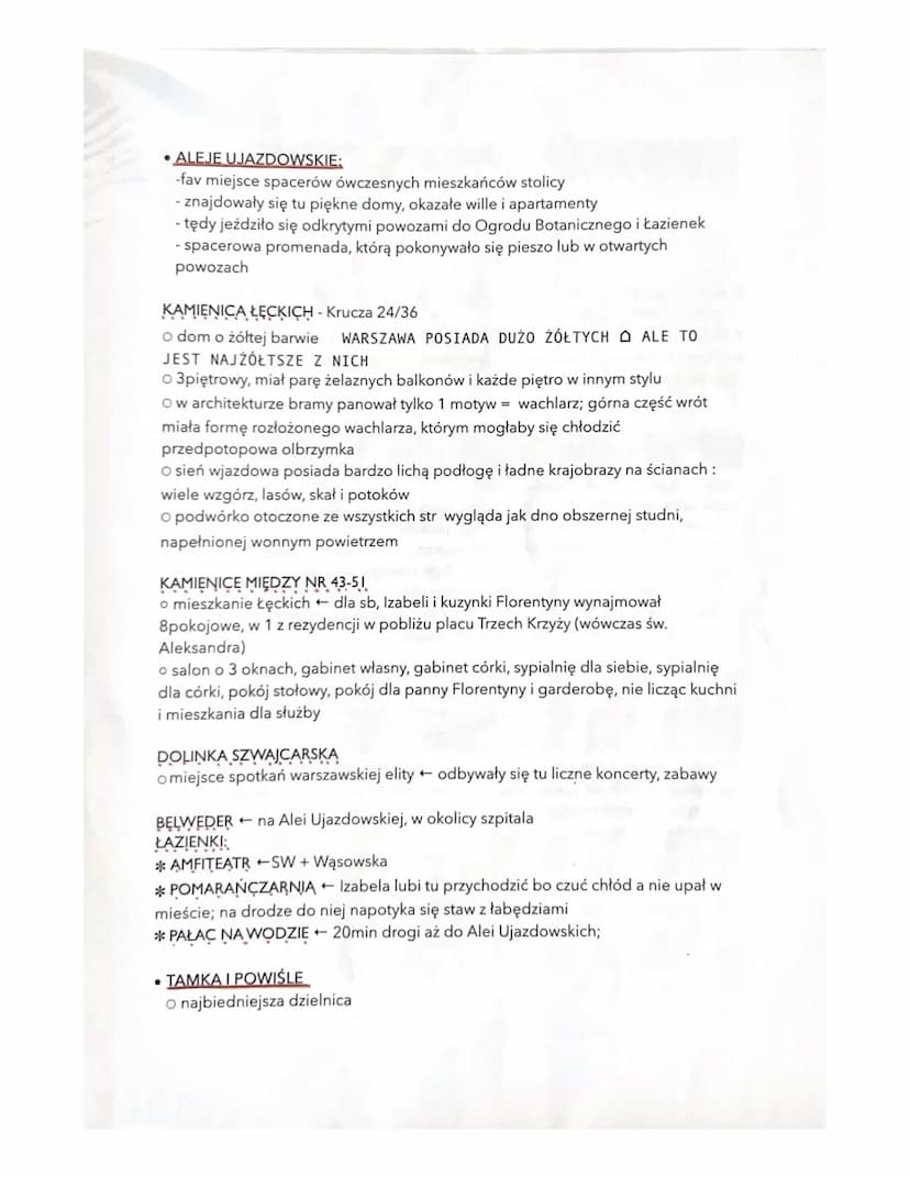 O OBRAZ WARSZAWY
1. MIESZCZAŃSKA = drabina
2. BIEDOTY
Powiśle
3. INTELIGENCJI = dom Szumana
4. ŻYDOWSKA =Nalewki
5. ARYSTOKRACJI = Łazienki,