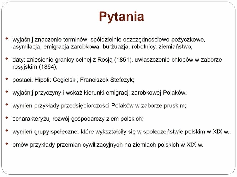 ZMIANY SPOŁECZNO-GOSPODARCZE
NA ZIEMIACH POLSKICH Notatka z lekcji
1. Przemiany gospodarcze i społeczne na ziemiach polskich w drugiej połow