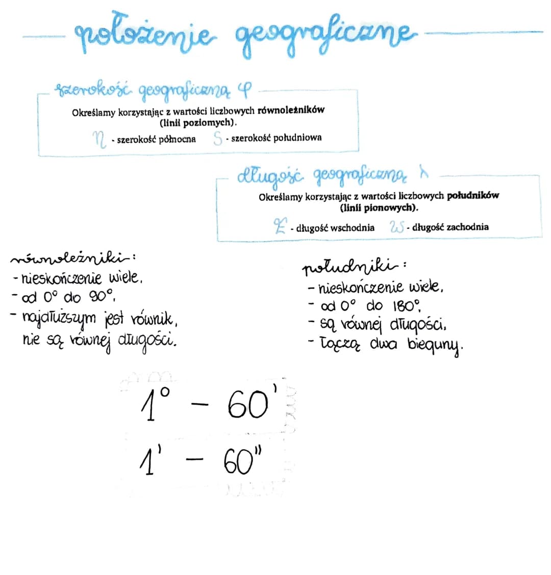 położenie geograficzne
szerokość geograficzna 4
Określamy korzystając z wartości liczbowych równolezników
(linii poziomych).
n- szerokość pó