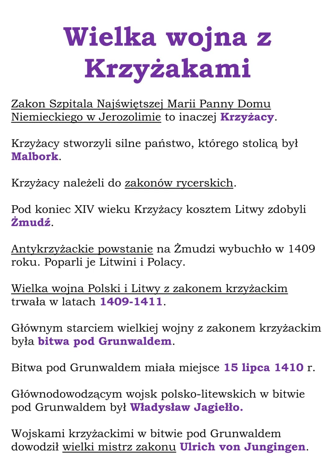 Wielka wojna z
Krzyżakami
Zakon Szpitala Najświętszej Marii Panny Domu
Niemieckiego w Jerozolimie to inaczej Krzyżacy.
Krzyżacy stworzyli si