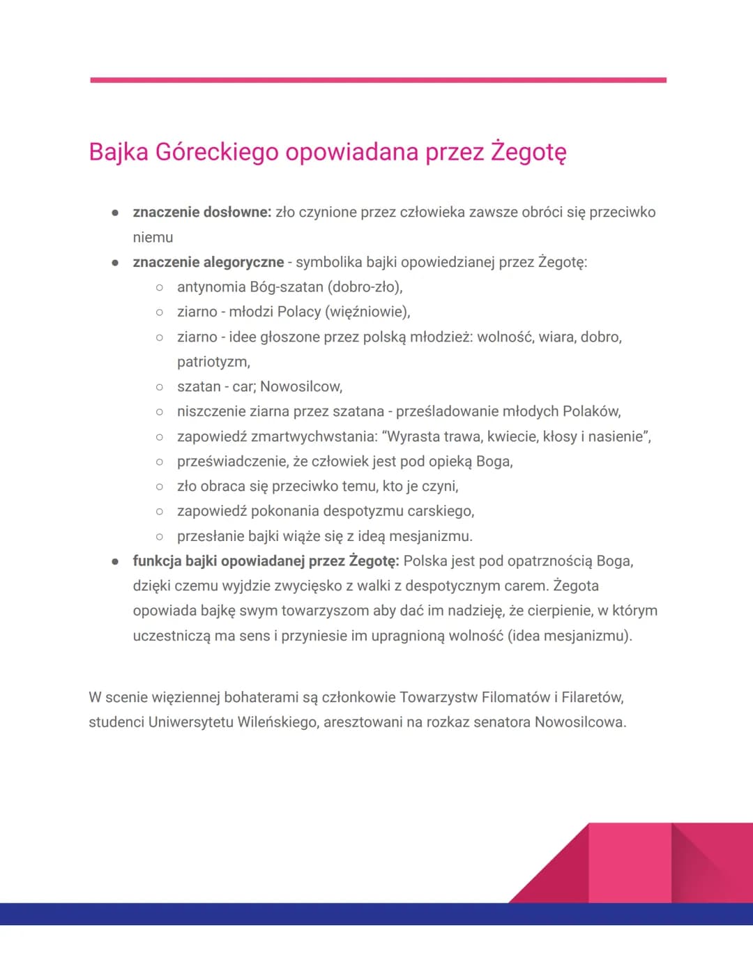 "Dziady" cz.lll
Martyrologia narodu Polskiego
Martyrologia narodu
Mickiewicz zawarł w III cz. obrazy ukazujące martyrologię narodu, szczegól