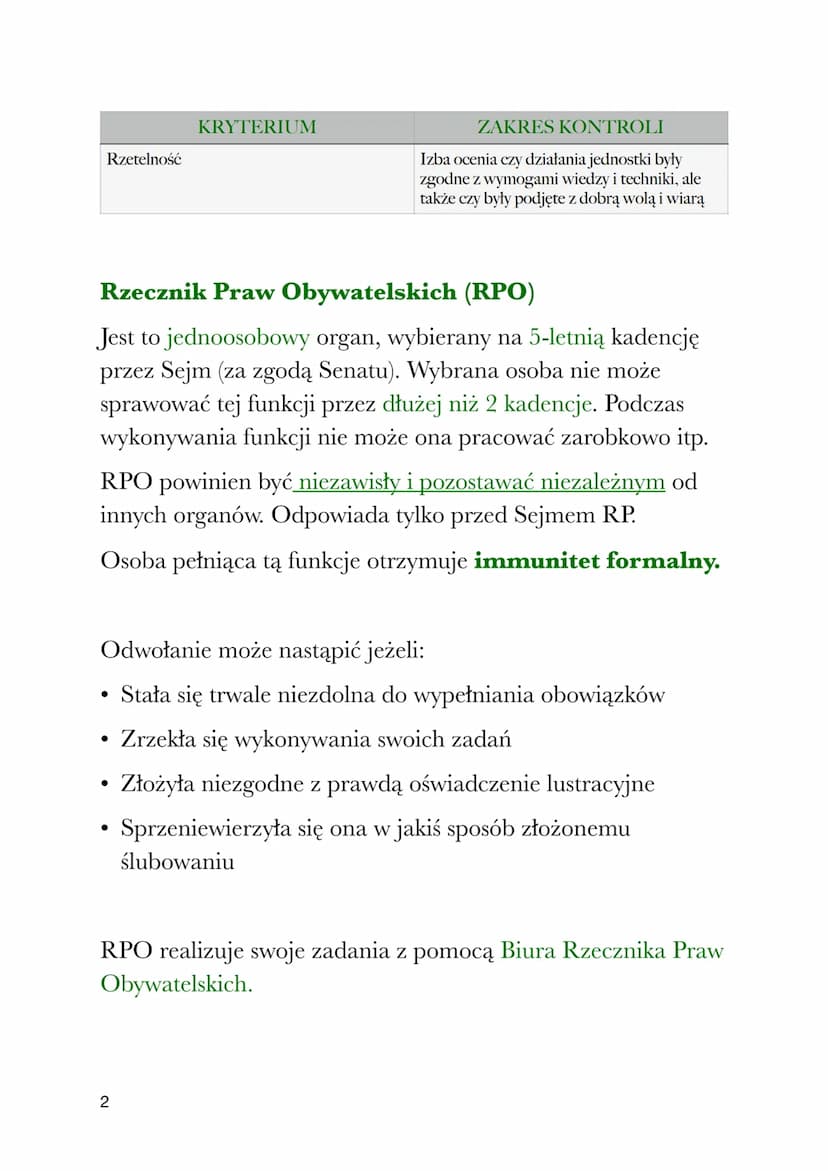 ORGANY KONTROLI
Ochrona prawa
Najwyższa Izba Kontroli (NIK)
Została powołana do sprawdzania prawidłowości działania
instytucji publicznych.
