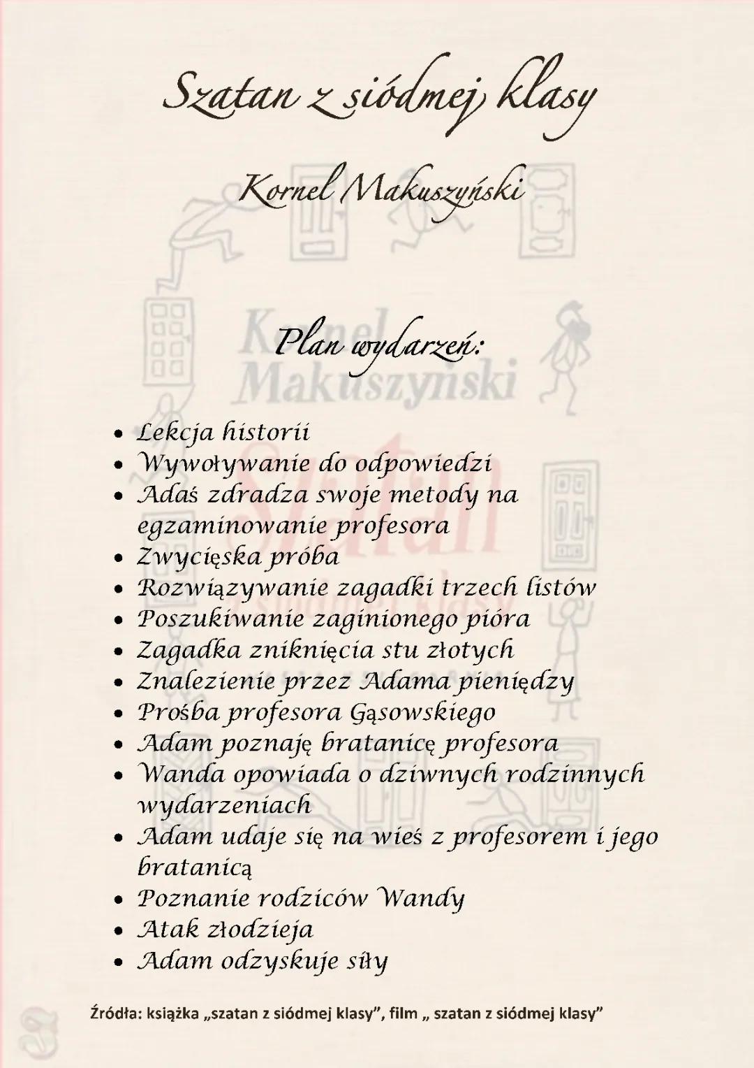 Szatan z siódmej klasy - Bohaterowie i Plan Wydarzeń