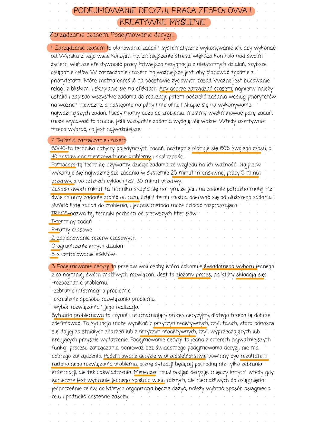 II. Podejmowanie decyzji, praca zespołowa i kreatywne myślenie.