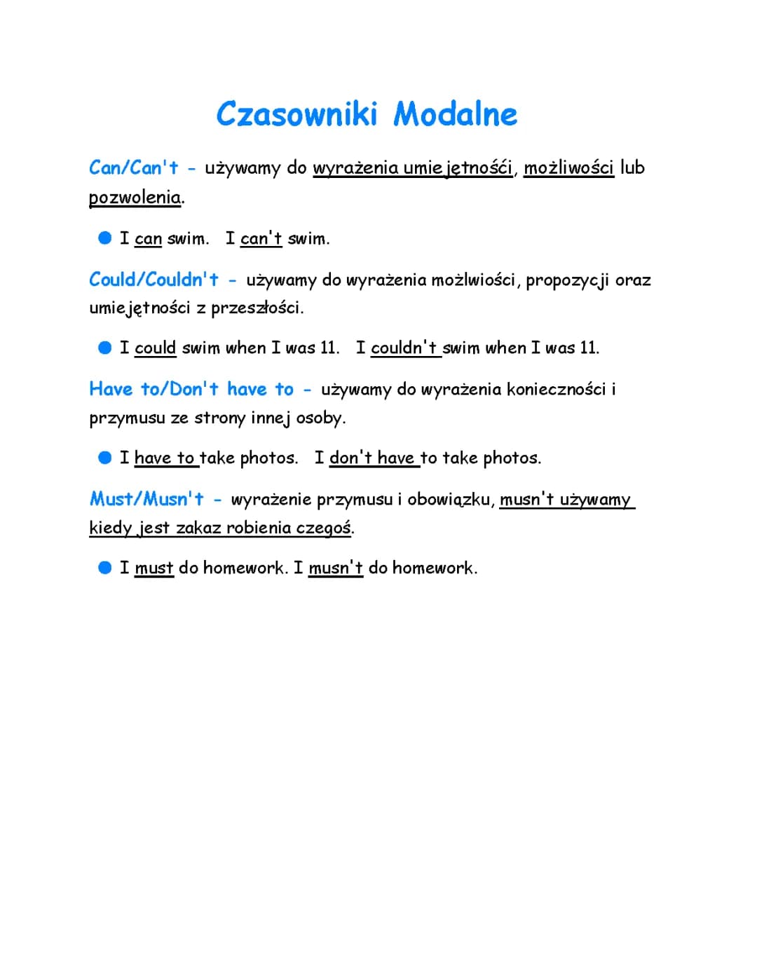 Czasowniki Modalne