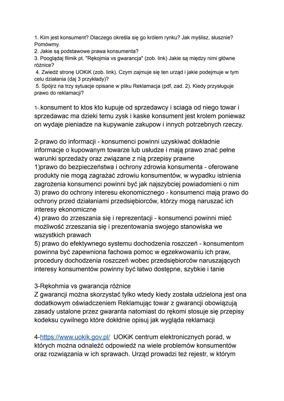 1. Kim jest konsument? Dlaczego określa się go królem rynku? Jak myślisz, słusznie?
Pomówmy.
2. Jakie są podstawowe prawa konsumenta?
3. Poo