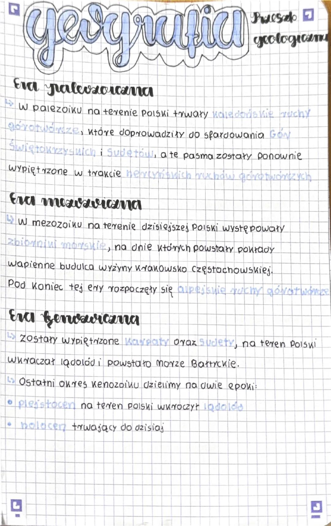 # yeografia

Eva paleozorcana

Pruesado
geologicame

W palezoiku na terenie Polski trwary kaledoriskie ruchy
gorotwórcze, które doprowadziły