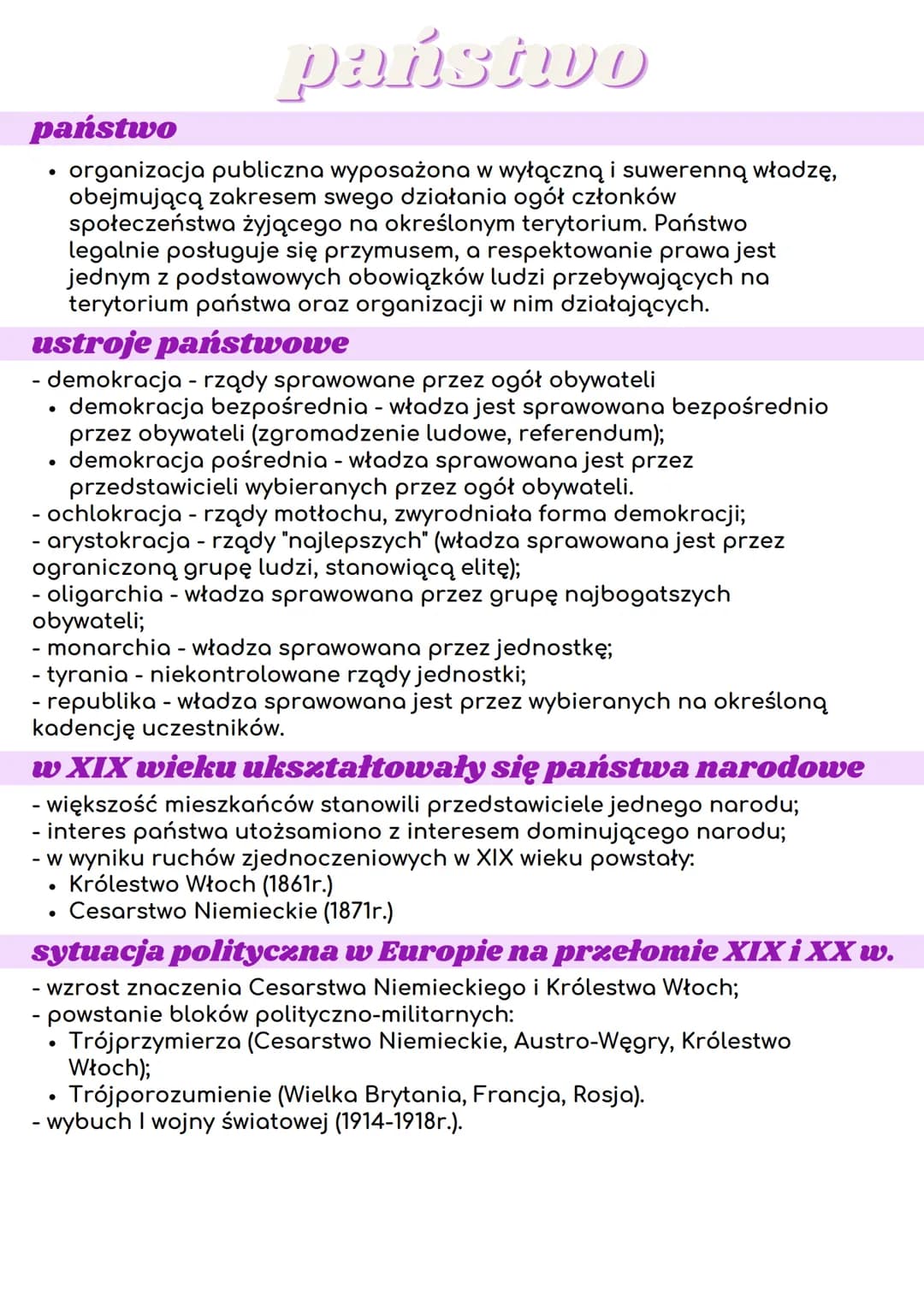 państwo
państwo
organizacja publiczna wyposażona w wyłączną i suwerenną władzę,
obejmującą zakresem swego działania ogół członków
społeczeńs