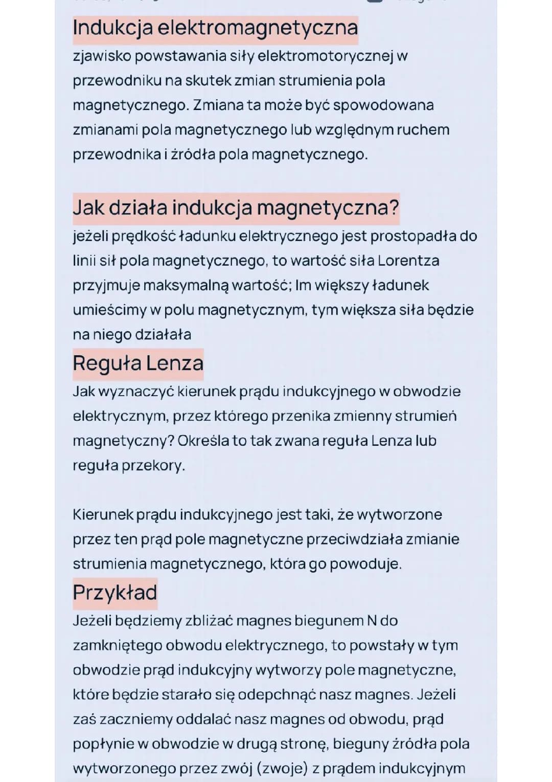 Indukcyjna elektromagnetyczna i silnik elektryczny 