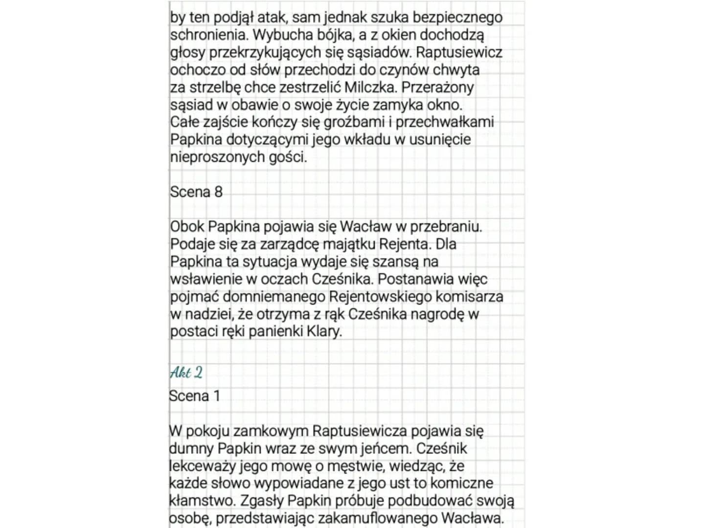 Zemsta
Autor: Aleksander Fredro
Czas i miejsce akcji: końcówka XVIII wieku, stary
zamek mieszczący się w Polsce
Gatunek literacki: komedia
E
