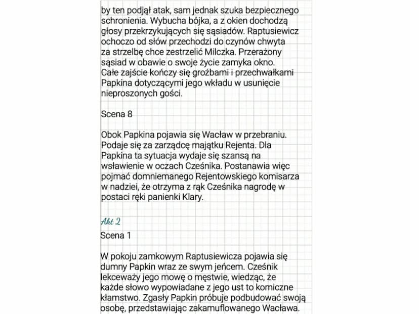Zemsta
Autor: Aleksander Fredro
Czas i miejsce akcji: końcówka XVIII wieku, stary
zamek mieszczący się w Polsce
Gatunek literacki: komedia
E