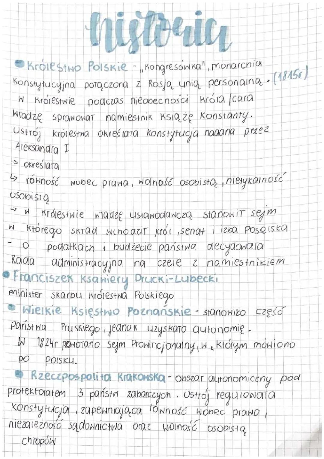 ziemie polskie po kongresie wiedeńskim