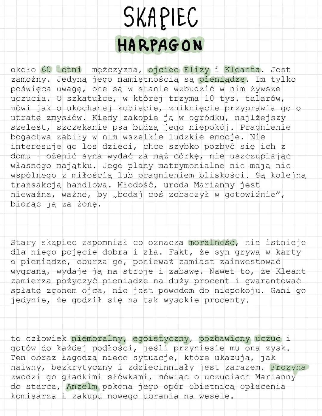 Skąpiec - Streszczenie Szczegółowe, Quiz i Charakterystyka Bohaterów