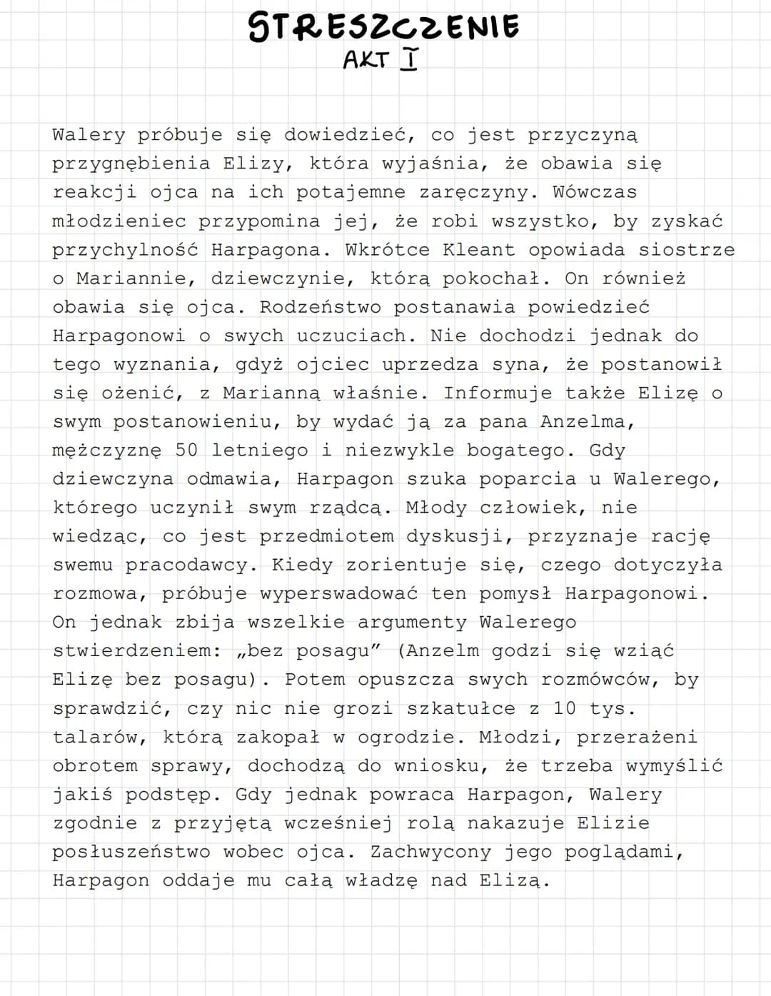 SKAPIEC
HARPAGON
około 60 letni mężczyzna, ojciec Elizy i Kleanta. Jest
zamożny. Jedyną jego namiętnością są pieniądze. Im tylko
poświęca uw