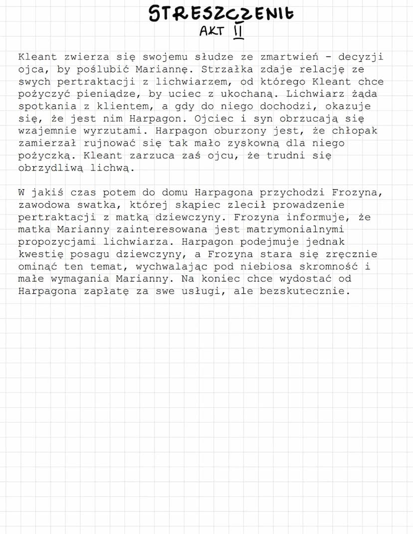 SKAPIEC
HARPAGON
około 60 letni mężczyzna, ojciec Elizy i Kleanta. Jest
zamożny. Jedyną jego namiętnością są pieniądze. Im tylko
poświęca uw