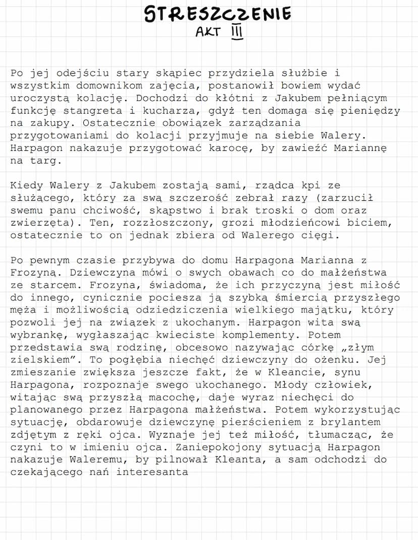 SKAPIEC
HARPAGON
około 60 letni mężczyzna, ojciec Elizy i Kleanta. Jest
zamożny. Jedyną jego namiętnością są pieniądze. Im tylko
poświęca uw