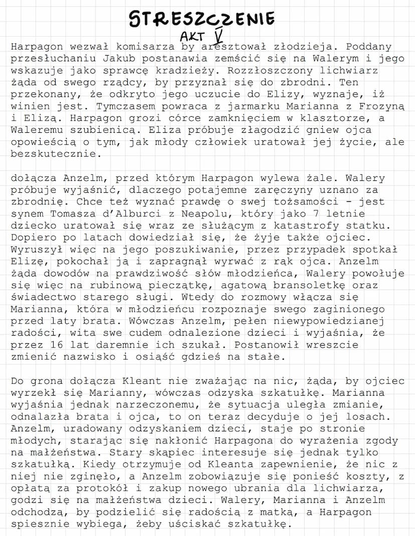 SKAPIEC
HARPAGON
około 60 letni mężczyzna, ojciec Elizy i Kleanta. Jest
zamożny. Jedyną jego namiętnością są pieniądze. Im tylko
poświęca uw