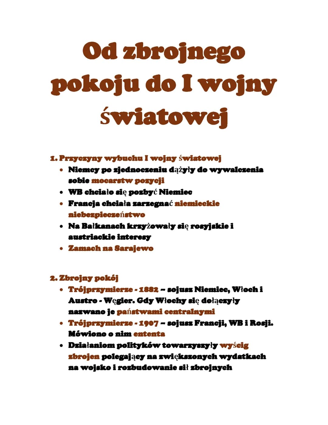 Od zbrojnego pokoju do I wojny światowej