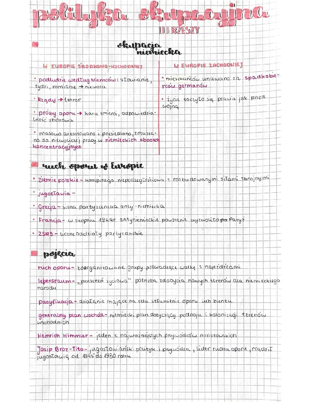 Polityka okupacyjna III Rzeszy - Omówienie dla klasy 8