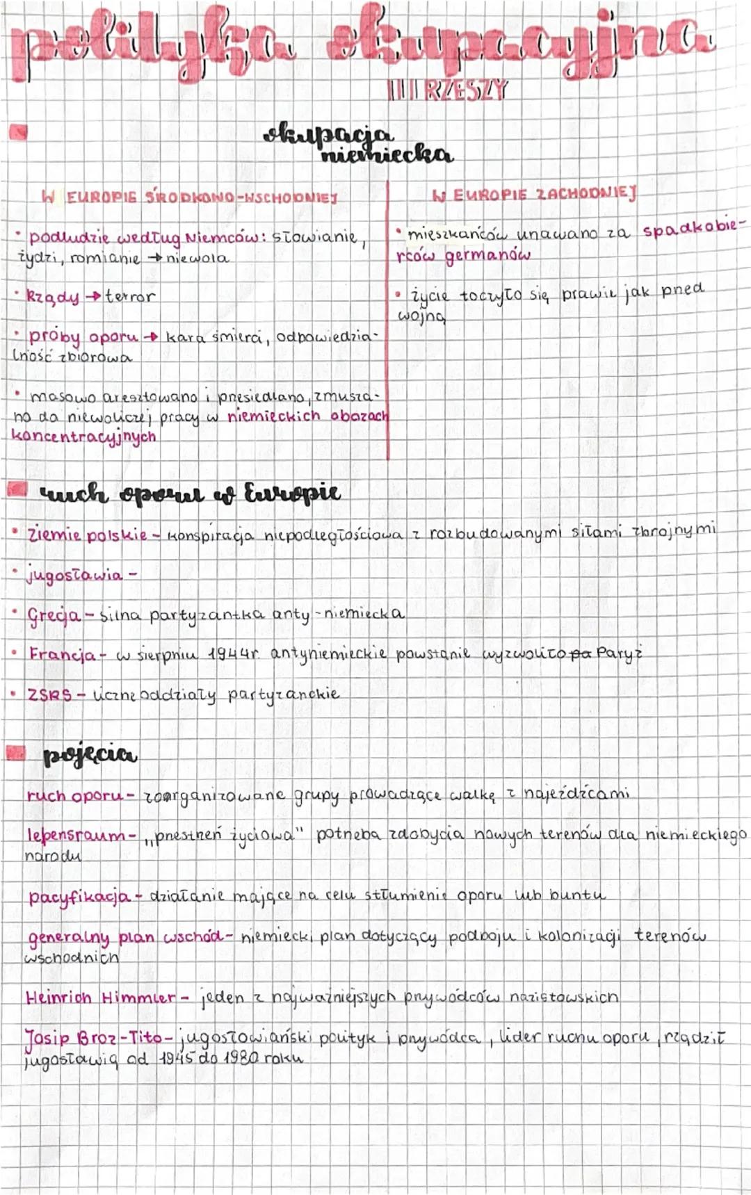 polityka okupacyjna
RZESZY
NEUROPIE ZACHODNIEJ
okupacja
niemiecka
W EUROPIE SRODKONG-HSCHOONIET
żydzi, romianie
•
podludzie według Niemców: 