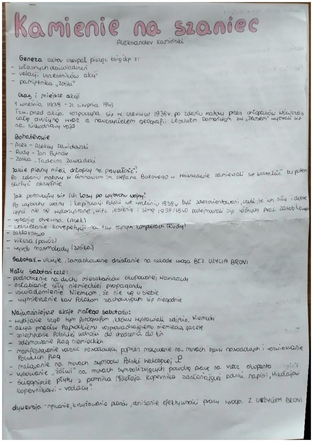 Kamienie na szaniec
Aleksandev kominski
Geneza autov crevpał pisząc książkp 2:
własnych doświodiren
velagi vezestników aky!
pamiptnika, 20sl