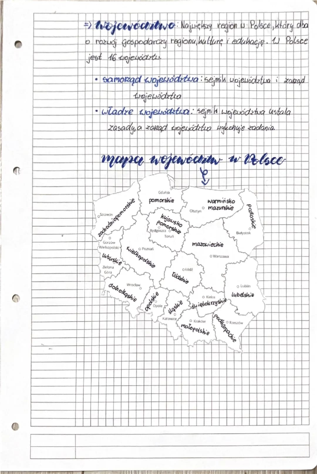 **Wos**
samorząd w Polsce: to niezależna władza, kitára
dba o lokalne sprawy mieszkańców, np. szkoły i drogi
=> roclzcije samorządow
• teryt