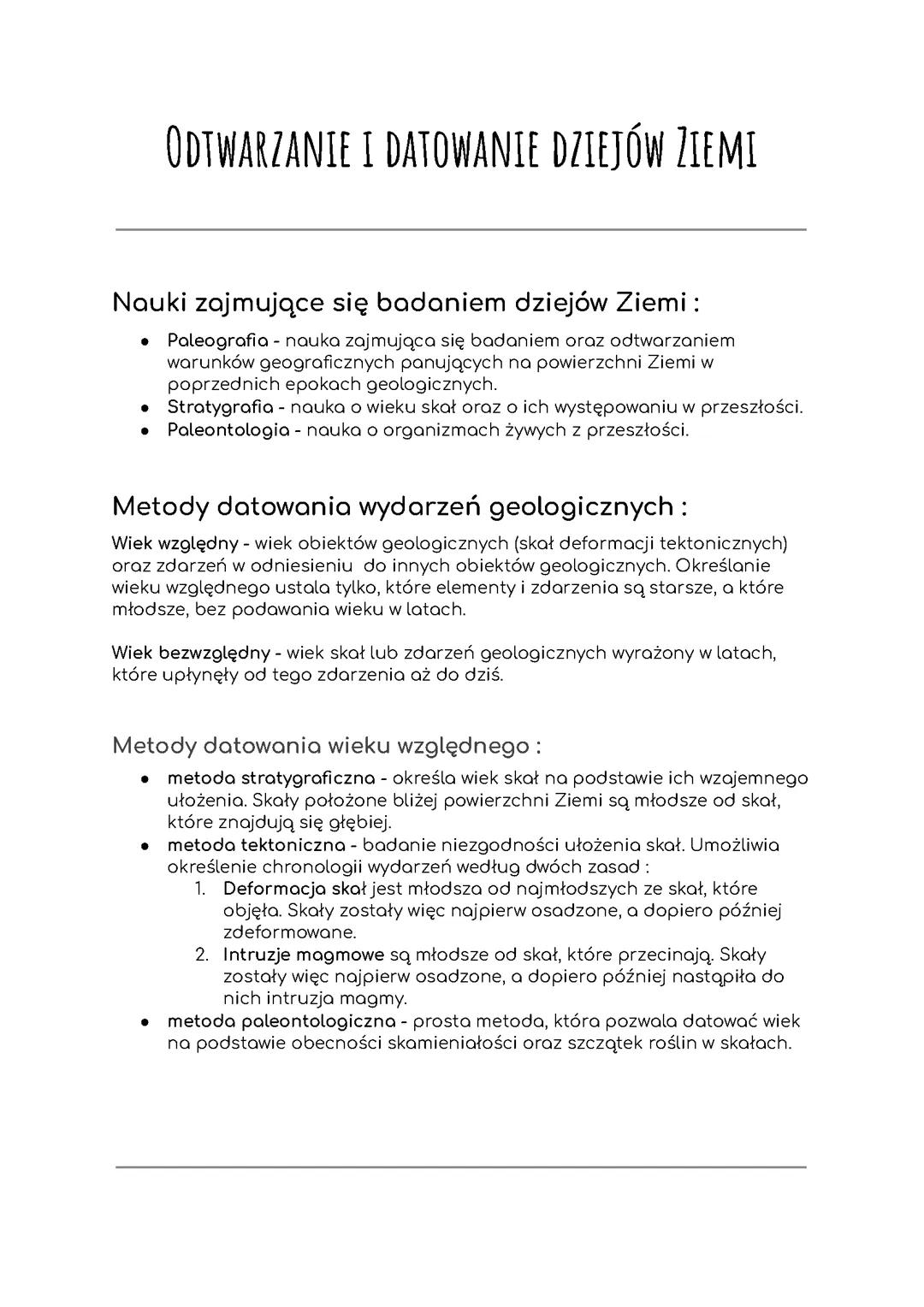 Historia Ziemi: Odtwarzanie i Datowanie