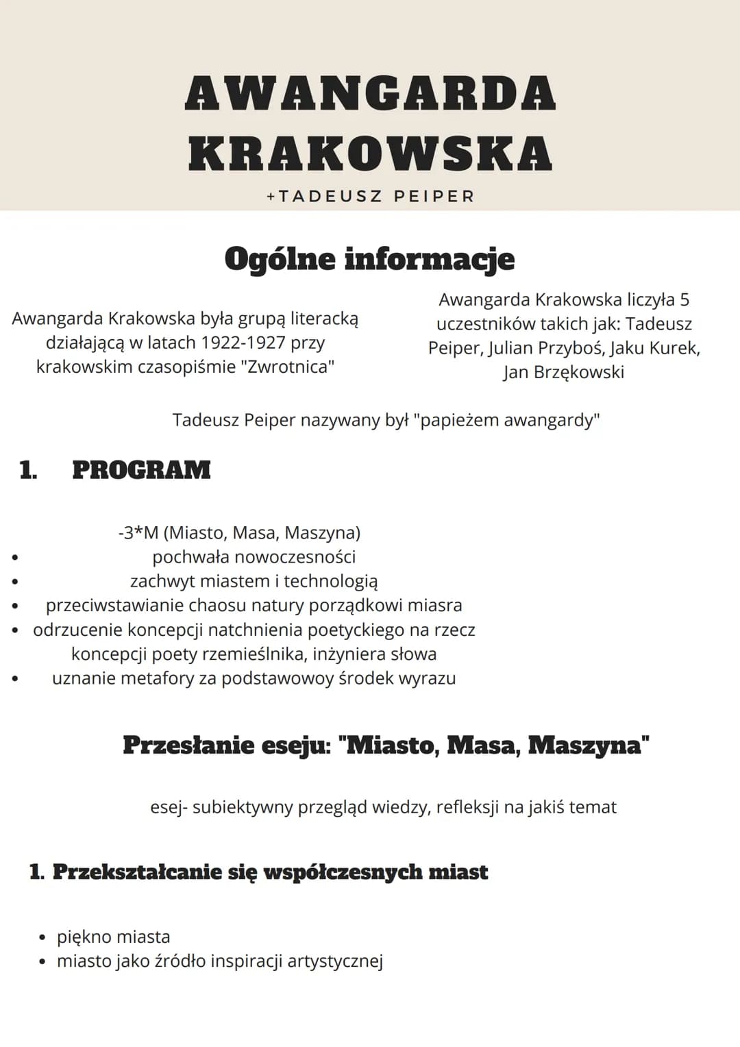 
<h2 id="przedstawiciele">Przedstawiciele</h2>
<p>Awangarda Krakowska była grupą literacką działającą w latach 1922-1927 przy krakowskim cza