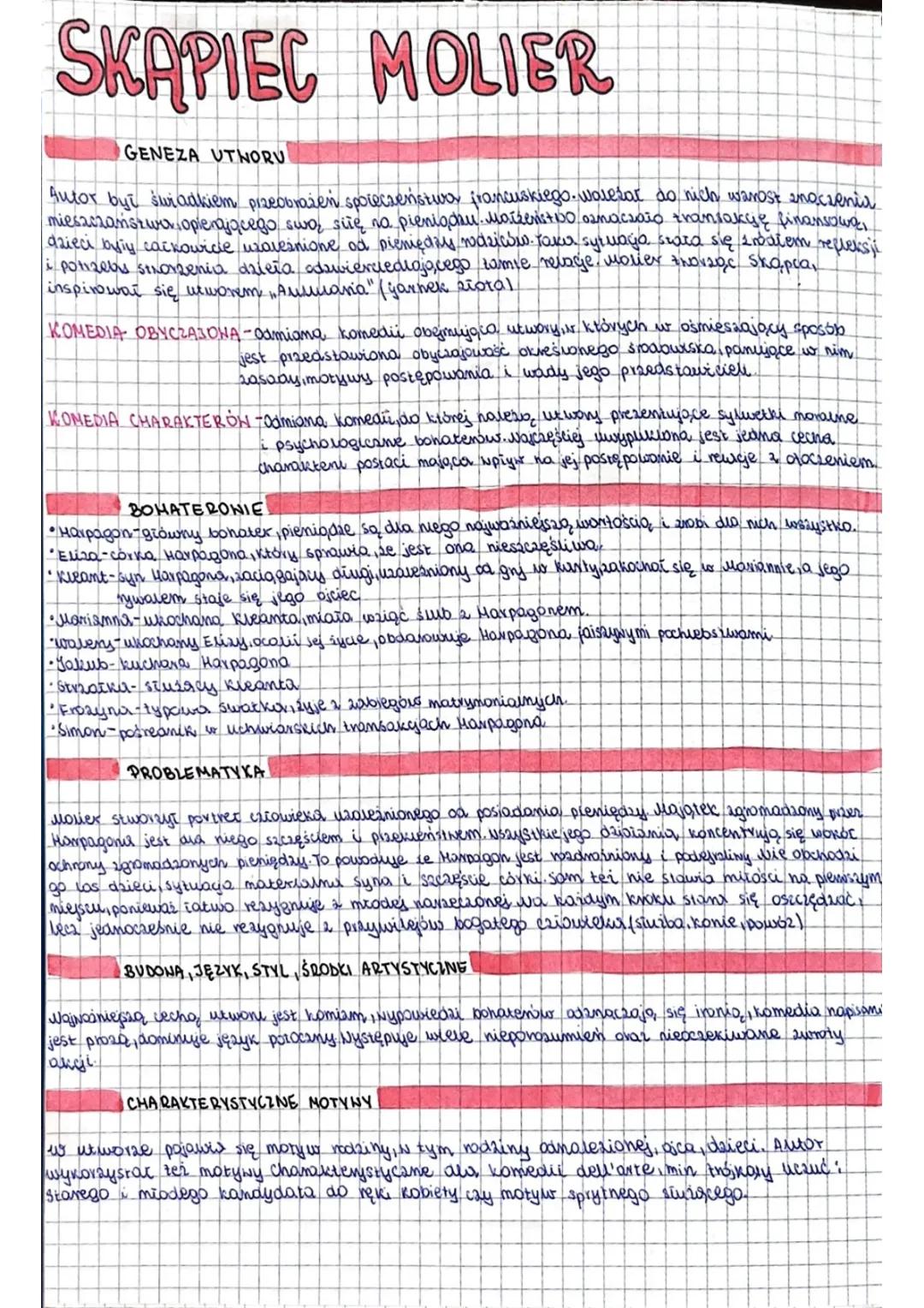 Skąpiec - Rodzaj i Gatunek Literacki, Geneza, Streszczenie i Bohaterowie