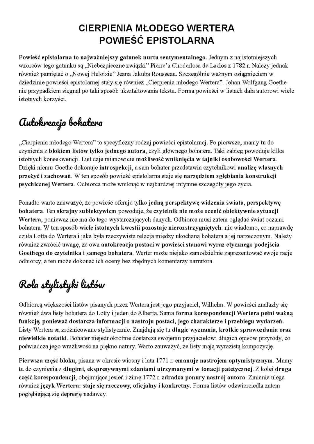 Cierpienia młodego Wertera - streszczenie, listy, kobiety, natura i literatura
